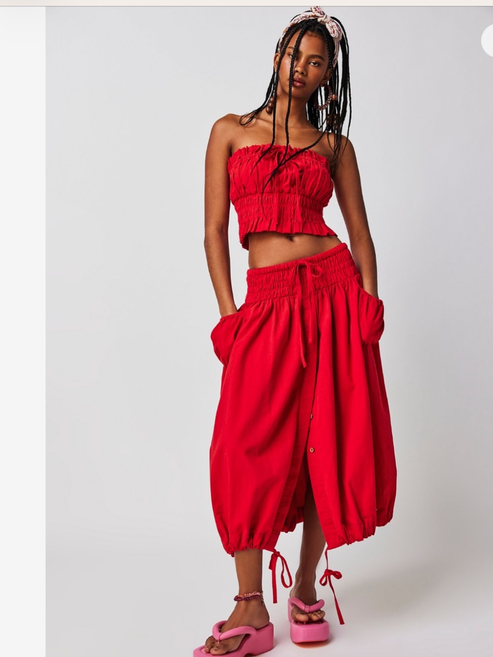 Free People All The Things Set - Red Crop Top & Balloon Pants